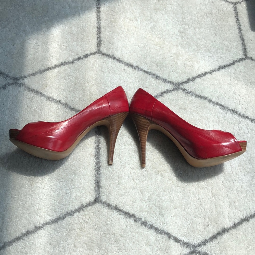 Sexy Red Open Toe Pumps Pelle Moda Leather